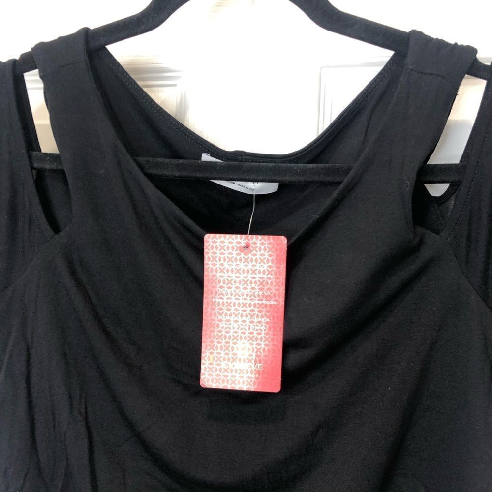 NWT Bailey 44 Evereve black short sleeve cutout shoulder dress, size medium - Picture 5 of 16